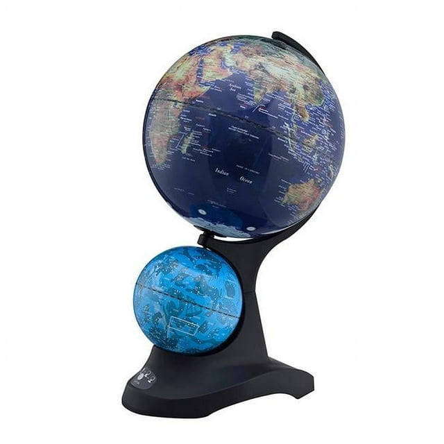 Benzara BM240409 Dual Globe Accent Decor with Inbuilt LED, Blue & Black