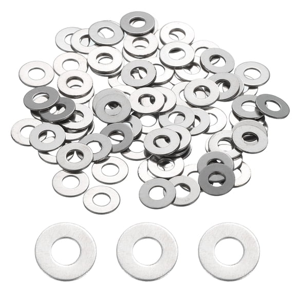 80 Pcs M2.7 304 Stainless Steel Flat Washers 2.7mm ID 6mm OD 0.5mm Thick, Silver
