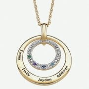 Family Jewelry Personalized Mother's Birthstone and Diamond Accent 14kt Gold -Tone Name Circle Pendant, 20"
