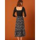 thumbnail image 5 of Falmidi fluicon dobladillo con volantes escalonados y cintuelástiestampapamujer Negro-Floral M, 5 of 7