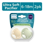Philips Avent Ultra Soft Pacifier 6-18M, Beige / Pastel Warm Green, 2 Pack, SCF091/45