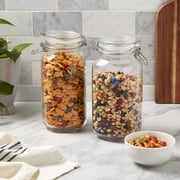 Mason Craft Craft and More, 2 Liter Large Square Glass Clamp Jar, Set of 2