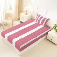 thumbnail image 5 of Castle Fairy Abstract Thin Vertical Stripe Twin Sheets 3pcs,Mid Century Wide Band Bedding,Red White,1 Flat Sheet, 1 Fitted Sheet and 1 Pillowcase, 5 of 7