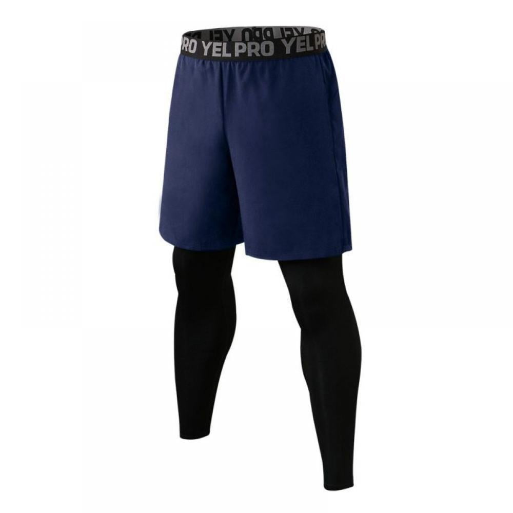 2in1 Men Basketball Tights Pants Leggings Running Shorts Quick Drying