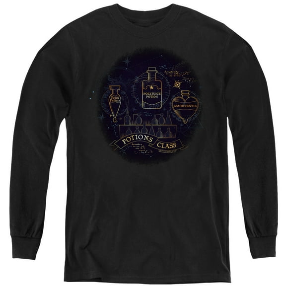 Harry Potter Potions Class Kids Long Sleeve T Shirt (Small) for Youth Boys and Girls, Black