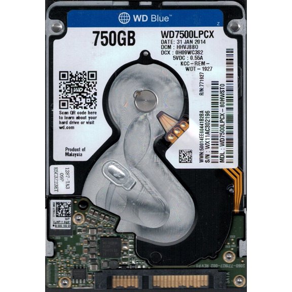 WD7500LPCX-80HWST0 DCM: HHVJBBO Western Digital 750GB