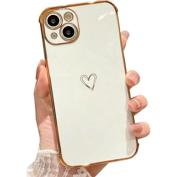 Compatible with iPhone 13 Case, Cut Cartoon Soft Silicone Love Heart Pattern Slim Protective Shockproof Girls Women Case Cover for iPhone 13 -White