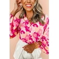 thumbnail image 2 of Women's Pink Floral Print Puff Sleeve Buttoned Shirt, 2 of 7