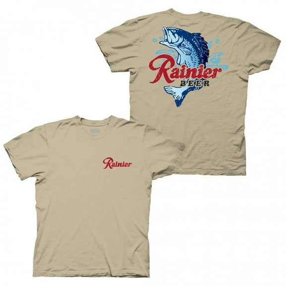 Rainier Beer Catching Fish Front and Back Print T-Shirt-Large