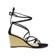 thumbnail image 3 of BLISSFUL STEP Sandales pour Femmes Talons Compensés Lacets Noir 6, 3 of 6