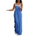 thumbnail image 1 of Womens Casual Sleeveless Overalls Jumpsuits Spaghetti Strap Loose Romper Beach Wide Leg Long Pants Outfits with Pockets, 1 of 4