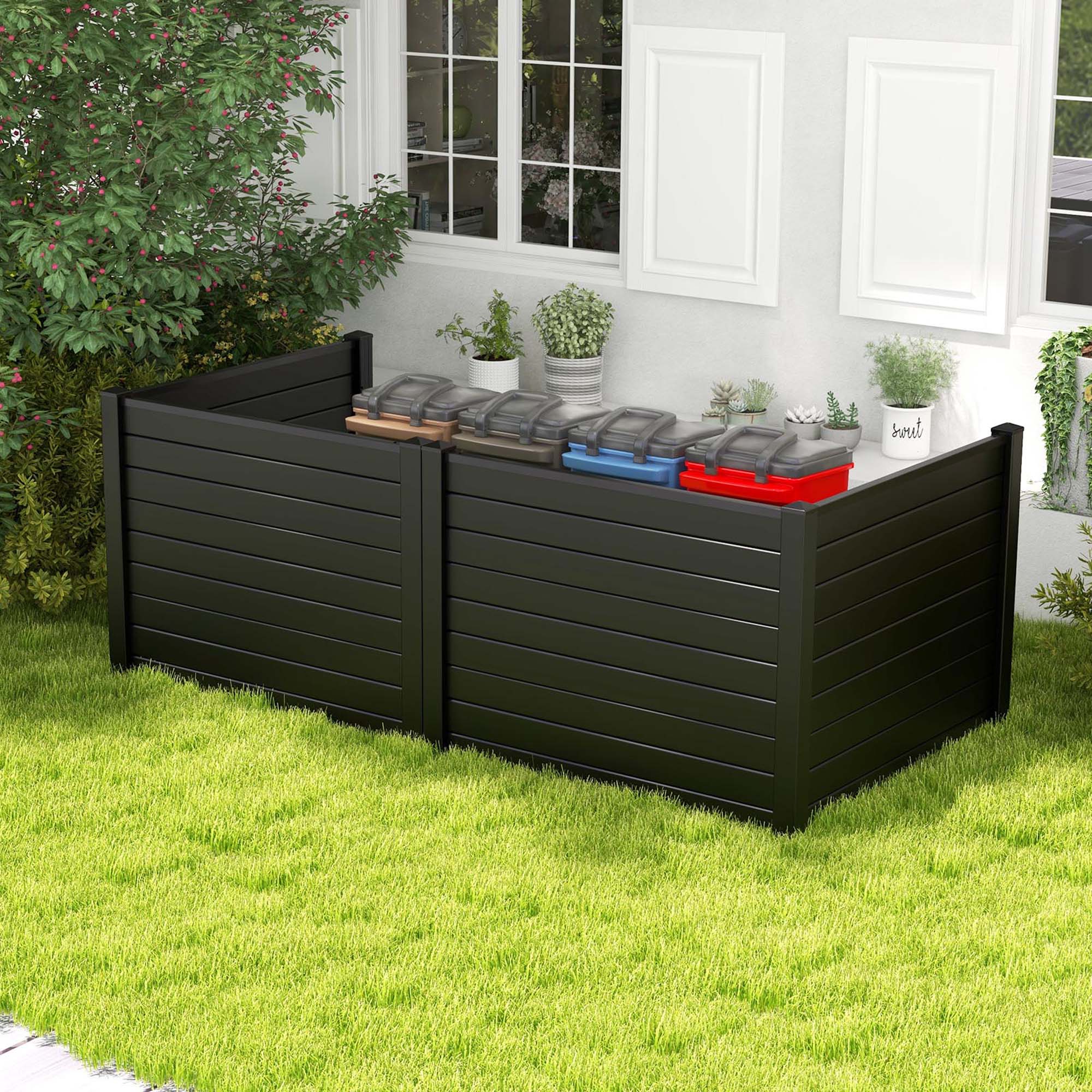 Costway 48"L x 37.5"H Air Conditioner Fence Screen Panel Kit with 3 Ground Stakes Black