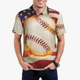 thumbnail image 1 of Bingfone Baseball Ball With Flag for Men's Button-down POLO Shirts, Quick-drying Shirts and T-shirts for Summer, Suitable for Vacation and Business-Medium, 1 of 6