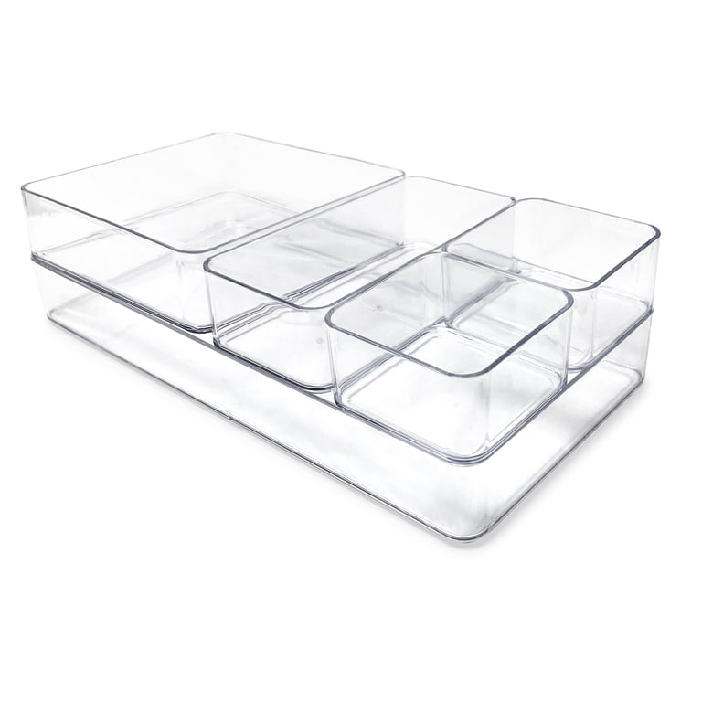 ITEC MATRIX 詰め合わせ Isaac Jacobs Clear Stackable Drawer Organizer Set, 5-Piece – Multi