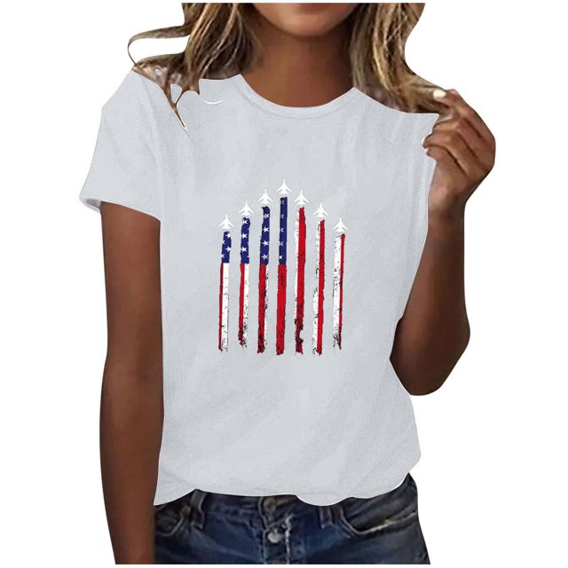 Blusas para las Mujeres Casual, Estampado Manga Corta Cuello Redondo Camiseta Top Hecho de Cómodo Estante de Imitación para Toda la Temporada de Uso Diario, Tops Cortos para las Mujeres