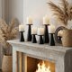 thumbnail image 5 of Juego de 6 portavelas de hierro negro, juego de 6 portavelas decorativas de hierro de 4 y 4.7 y 6.4 pulgadas de alto, elegante soporte para velas LED y de cera, conos de incienso, spa bodas (velas no, 5 of 14