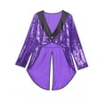 thumbnail image 5 of Haitryli Women's Magician Tailcoat Jacket Fancy Dress Magic Show One-Button Sequin Tail Coat Purple 3XL, 5 of 7
