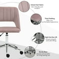 thumbnail image 3 of Modern Mid Back Office Chair with Velvet Fabric Swivel Computer Desk Chair for Home Office (Pink), 3 of 9