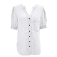 thumbnail image 5 of Womens Plus Size Shirts Oversized Tshirts for Women Casual Denim V Neck Short Sleeve Button Down Shirt Plus Size Tops White L, 5 of 6