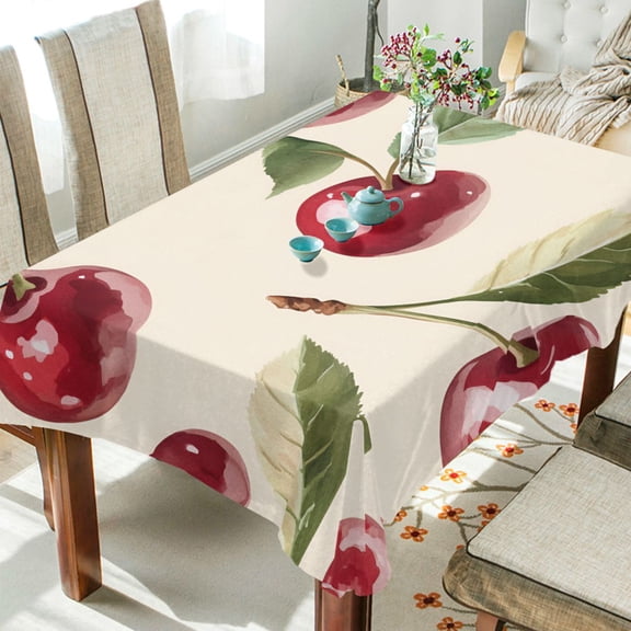 Yayeee Tablecloths 54" x 54" Rectangle Wrinkle Resistant Party Table Cover, Cute Cherry
