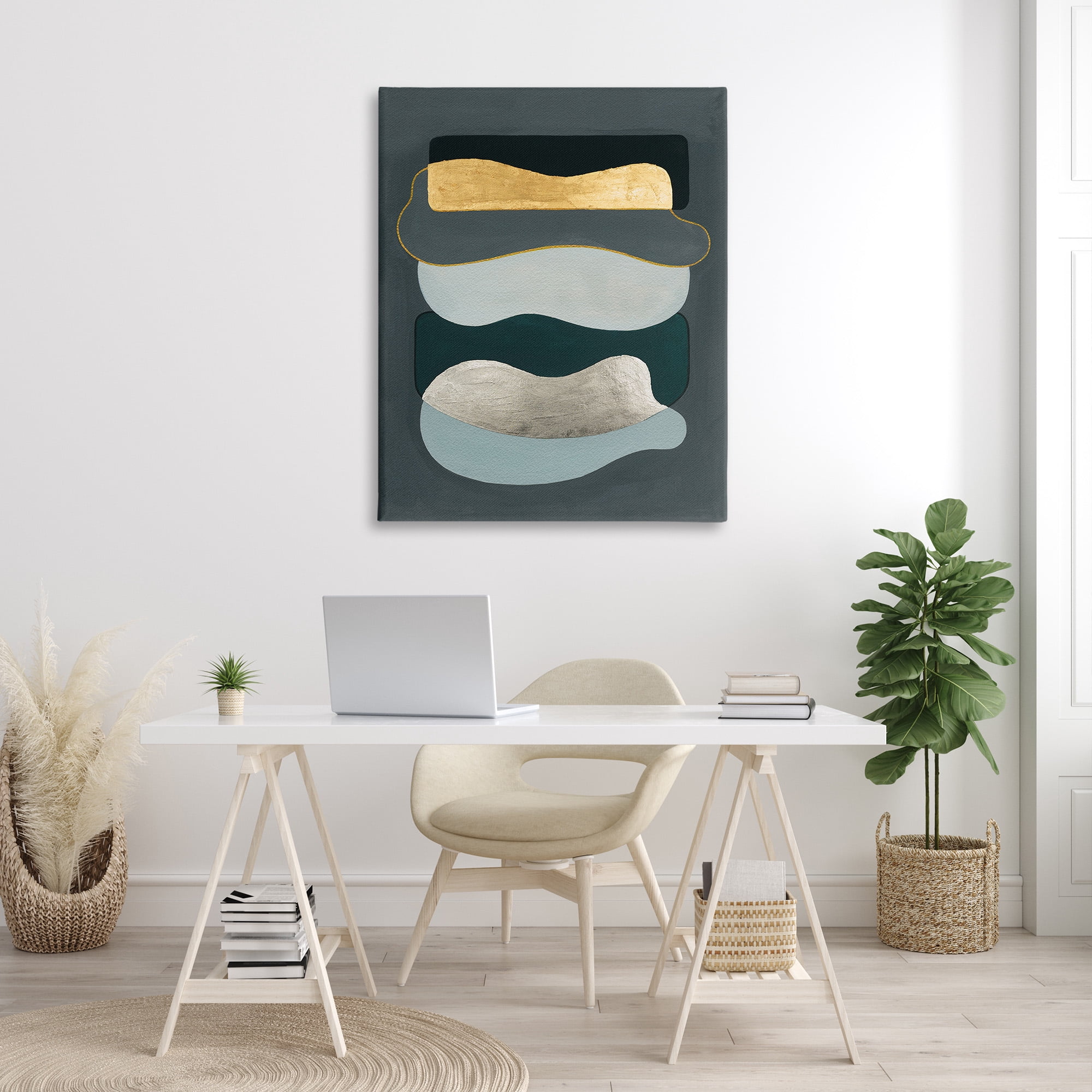 Stupell Industries Dark & Glam Geometric Abstract Painting Gallery Wrapped Canvas Art Print Wall Art, 36 x 48