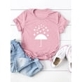 thumbnail image 3 of HUBERY Women Valentine's Day Heart Umbrella Graphic Crew Neck Short Sleeve Shirt, 3 of 7