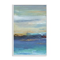 Stupell Industries Ombre Ocean View Abstract Painting White Framed Art Print Wall Art, 16 x 24
