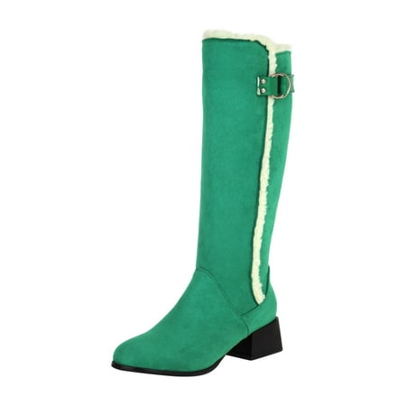 

Winter Savings Clearance Deals 2022! Juebong Women Boots Zip Snow Boots Velvet Cotton Boots Warm Solid Cotton Shoes Mid Heel Mid-Calf Boots