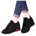 thumbnail image 4 of VBARHMQRT Female Women's Slip on Sneakers Women Ladies' Inner Mesh Wedge Casual Sports Shoes Sneakers Canvas Sneakers Women Beige Red Sneakers, 4 of 8