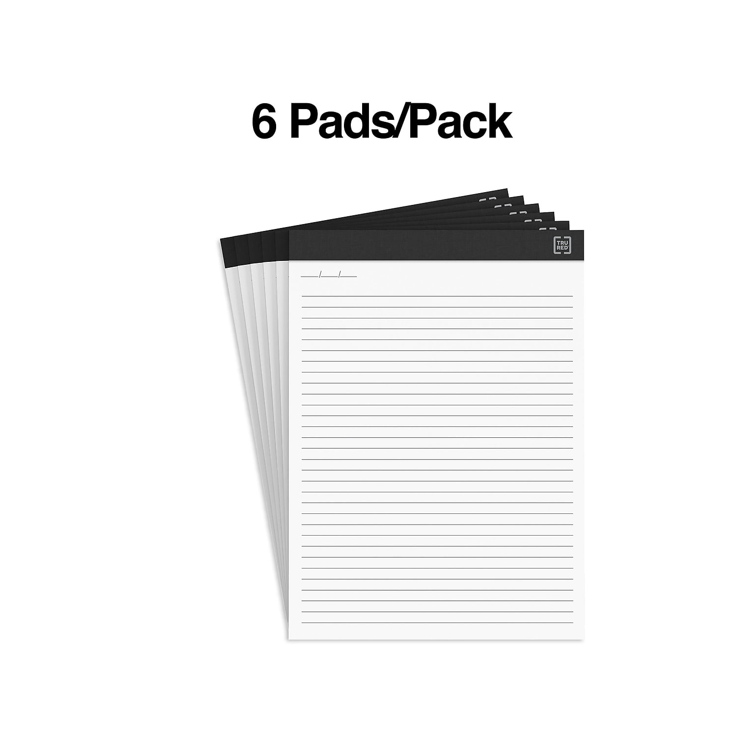 Staples TRU RED Notepads 8.5" x 11.75" Narrow Ruled White 50 Sheets/Pad 6 Pads/Pack (TR57378)