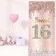 thumbnail image 4 of Banner para puerta de cumpleaños de 16 años, decoración de fondo para niñas, rosa, dorado, decoración para puerta de fiesta de 16 años, suministros para letreros, cumpleaños de 16 años, 4 of 5