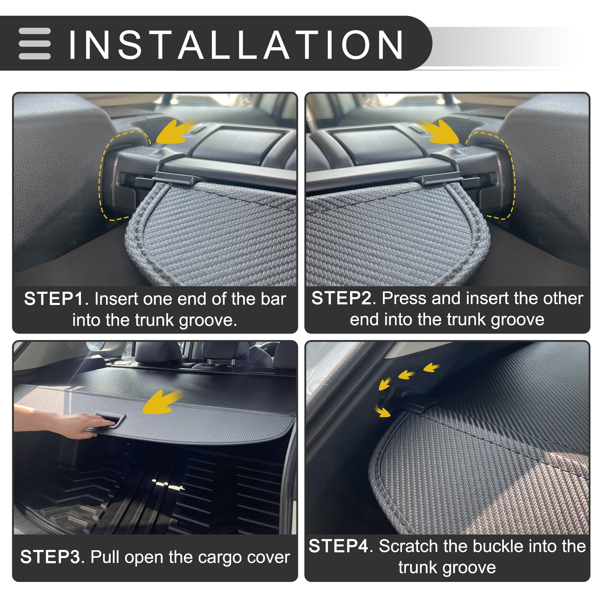 Unique Bargains Retractable Cargo Cover Gloss Black for Volvo XC60 2018-2024