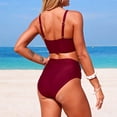 thumbnail image 4 of Conjunto Inferior Del Bikini Del Lado de la Corbata Del Cuello en V Del Nudo Delantero de las Mujeres Empuja Arriba la Parte Superior Acolchada con la Pierna de Corte Alto Dos Piezas de Traje de Baño, 4 of 6