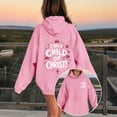 thumbnail image 2 of ZHOGXU Girls Casual Hooded Sweatshirt Cartoon Letter Print Long Sleeve Pullover Hoodie With Pocket For Kids School Clothes Outdoor Play Wear,Pink,6-7 Years, 2 of 4