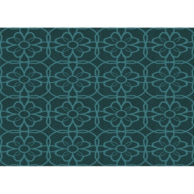 Ahgly Company Machine Washable Indoor Rectangle Transitional Dark Cyan Green Area Rugs, 8' x 10'