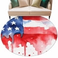 thumbnail image 2 of USA Flag Washable Round Area Rug 7 ft, Independence Day, Soft Non Slip Rugs Stain Repellent Indoor Felt Carpet for Living Dining Room Bedroom Home Office, 2 of 9
