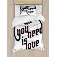 thumbnail image 1 of All You Need Is Love Duvet Cover Set Twin Size, Typography Design with Little Pink Hearts, Decorative 2 Piece Bedding Set with 1 Pillow Sham, Charcoal Grey Hot Pink White, by Ambesonne, 1 of 3