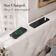 thumbnail image 5 of Amerlife Canopy Bed Frame Queen Size with 74.8" Tall Four-Post Design, Modern Deep-Tufted Velvet Upholstered Headboard with Charging Station, Cream, 5 of 10