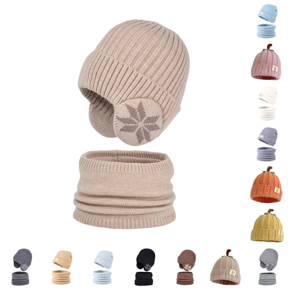 AWZXDE Cute Pumpkin Shape Kids Knit Beanie Hat Vertical Ribbed Warm Winter Cap With Fruit Top Decoration Soft Stretchy Headwear for Cold Daily Outdoor Wear Beige-3 - One Size