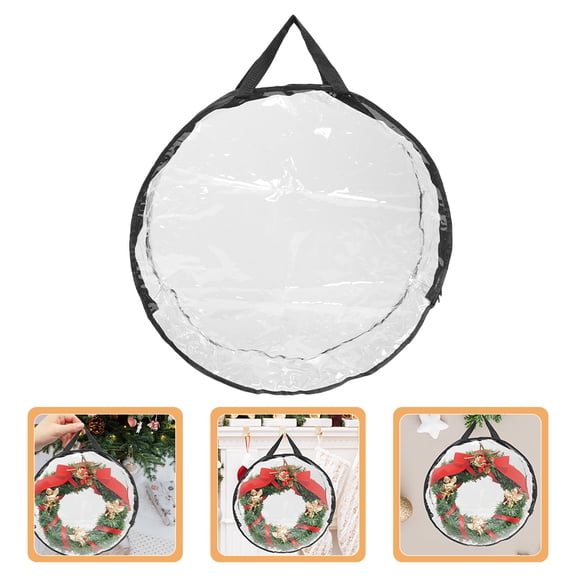 NIYANGLE Christmas Organizer White Round Storage Bag with Zipper Closure and Convenient Handle