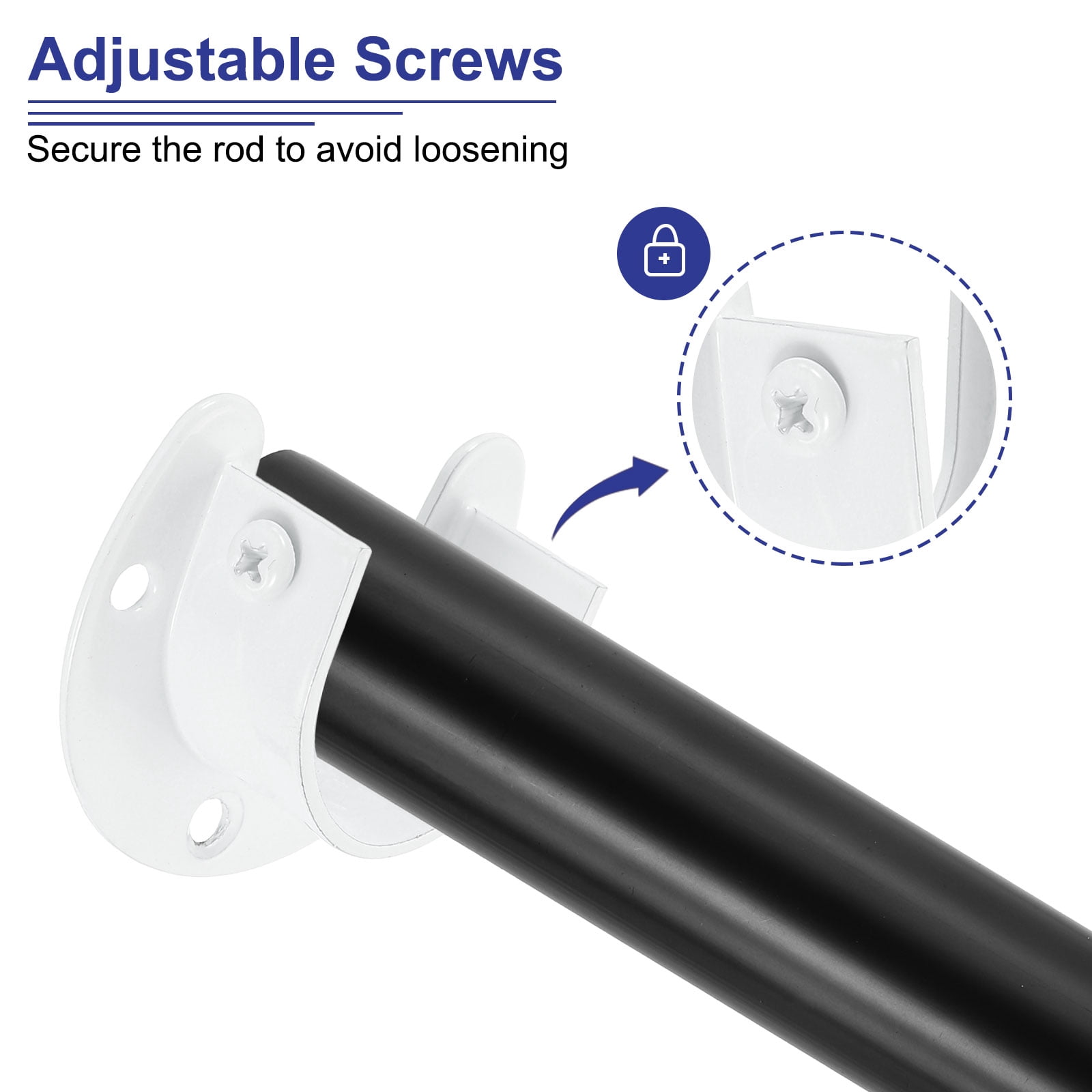 Uxcell 4 Pcs 1-1/2" inch Closet Rod Bracket Stainless Steel U-Shaped Rod Socket Flange Closet Rod Holder  White