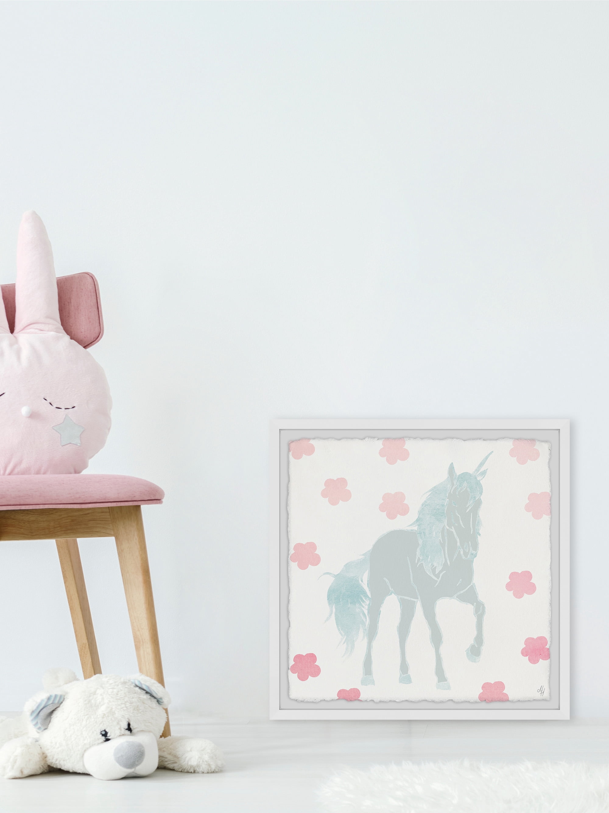 Marmont Hill Floral Unicorn Framed Wall Art