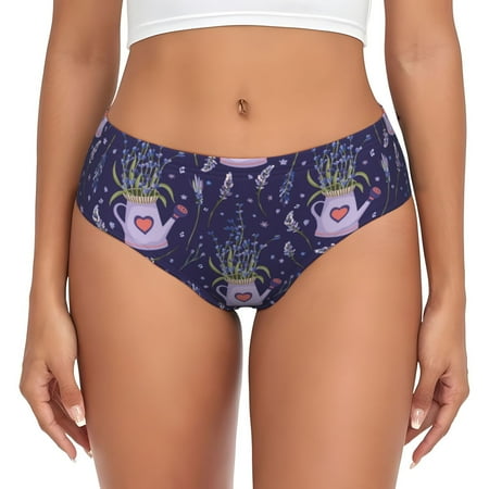 Womens Underwear - Lavender Flowers Love Kettle No Show Seamless Underwear for Women  Kawaii Soft Stretch Women s Panties  Hipster Ladies Panties Bikini Underwear Briefs
