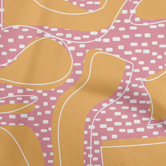 oneOone Cotton Poplin Twill Rust Brown Fabric Geometric Random Shapes Doodle Sewing Craft Projects Fabric Prints By Yard 56 Inch Wide