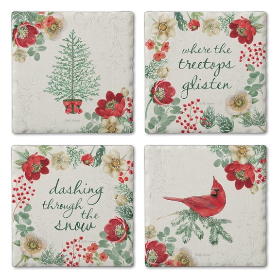 Thirstystone Holiday Tradition 4-Pack Assorted Tumbled Tile Coasters