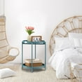 thumbnail image 4 of 2 Tier Round Side Table, Folding Metal End Tables Small Nightstand Accent Table with Two Removable Tray for Bedroom Living Room Bedside Small Spaces Blue Gray, 4 of 19