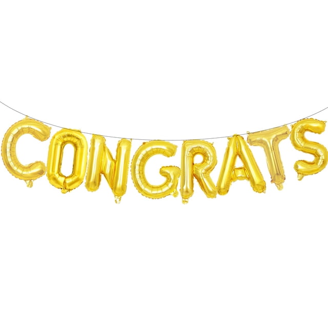 Banner de globos Broeify Congrats de 41 cm, foil dorado tipo mylar