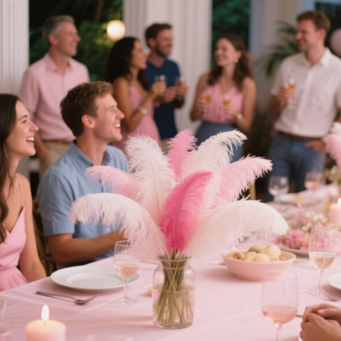 EP Pink White and Light Pink Ostrich Feathers - 20pcs Making Kit 22 Inch Ostrich Feathers Bulk for Vase, Floral Arrangement, Tables Wedding Party Centerpieces and Christmas Home Decorations