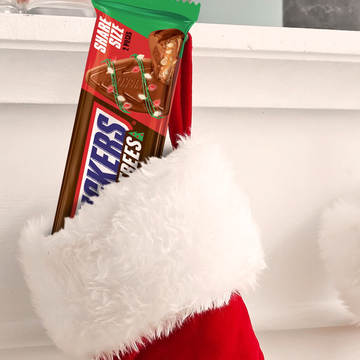 (2 pack) Snickers Trees Christmas Candy Chocolate Bars, Share Size - 2.2 oz pack