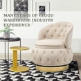 thumbnail image 3 of Swivel Cuddle Barrel Chair with Tufted Backrest and Storage Space, Velvet Accent Storage Chair with Metal Base, Fluffy Upholstered Round Armchairs for Living Room, Bedroom, Office, Beige, 3 of 9